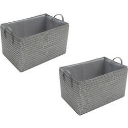 Bright Colours Toys Baby Nursery Organiser Cupboard Storage Basket + Handle Hamper basket [Dark Grey,Set 2 Small]